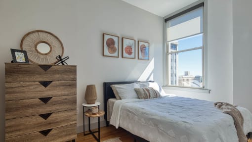 Bedroom With Expansive Windows at Residences at Richmond Trust, Virginia, 23219