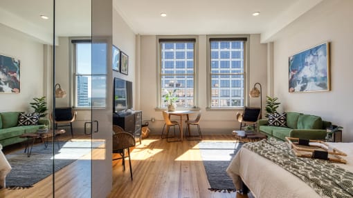 Wood Floor Living Room at Residences at Richmond Trust, Virginia, 23219
