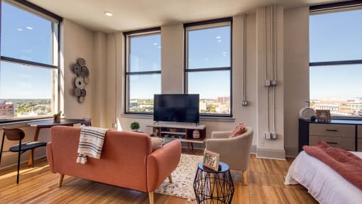 Living Room With TV at Residences at Richmond Trust, Richmond, 23219