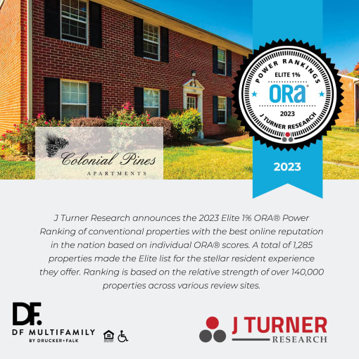 J Turner Research announces the 2023 Elite 1%  ORA Power Ranking of conventional properties with the best online reputation in the nation based on individual ORA scores.