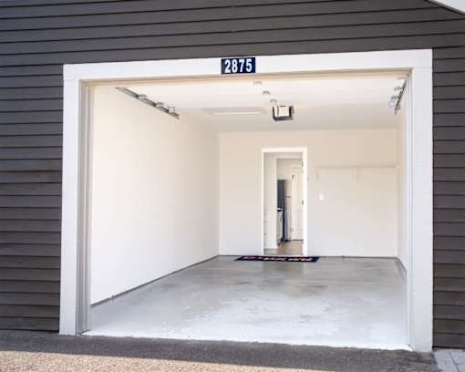 A garage with the number 2875 on the door.