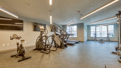 the gym at the wheaton apartments in wheaton at The Bella at Westchester, Midlothian, VA, 23113