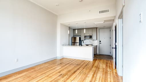 Wood Floor Living Room at Residences at Richmond Trust, Virginia