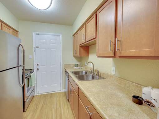 Kitchen with New Countertops and Cabinets at Montecito, North Carolina, 27609