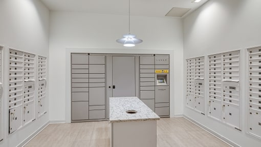 Mail room  at Helix Apartments in Chesapeake Va