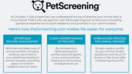 A poster explaining how PetScreening.com makes life easier for everyone.