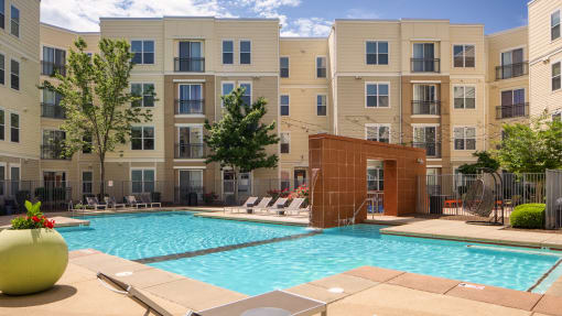 our apartments offer a swimming pool in the courtyard at Proximity at ODU, Virginia, 23508