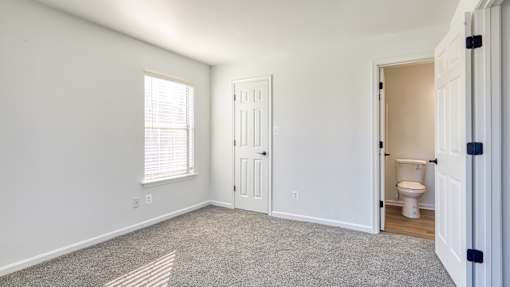 A room with a toilet in the corner.