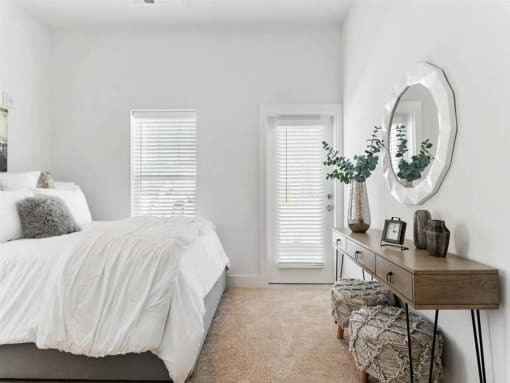 Bedroom with door at Bay Pointe at Summerville, South Carolina