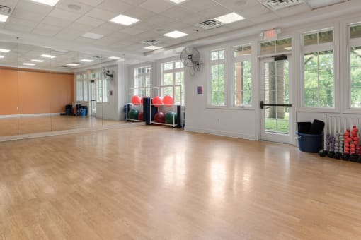 the main room of the multipurpose hall is clean and ready to use