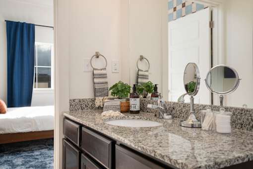 Bathroom with Marble Counter at Sundance at Baxter Meadows, Bozeman