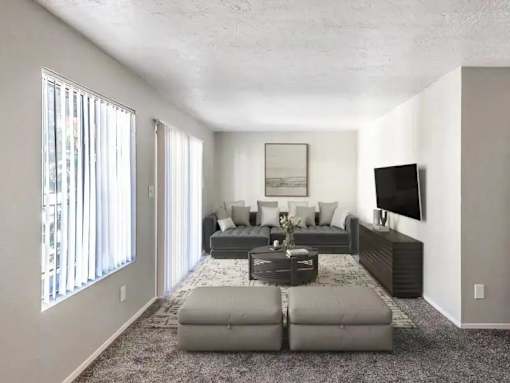 Living Room with TV at Peaks at Los Ranchos, New Mexico, 87107