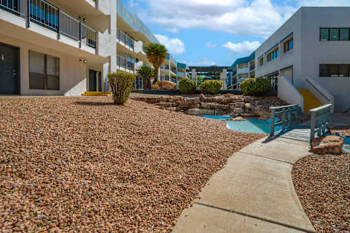 Walkway to the building at Peaks at Sandia View, New Mexico, 87102
