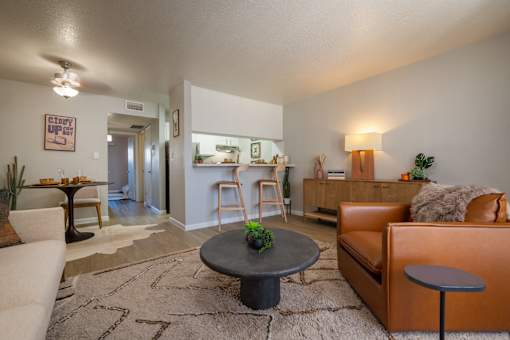 Living Room with Couch at Peaks at Sandia View, Albuquerque, New Mexico