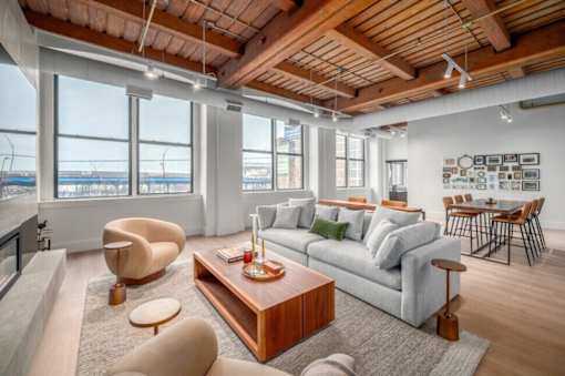 Gorgeous Living Room at Shorehaus Lofts Apartments, Cleveland, OH, 44113