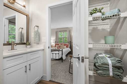 White bathroom at Concord Place Apartments, Mentor