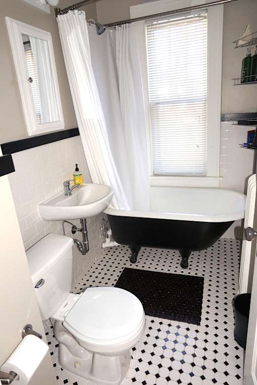 Classic black and white bathroom.