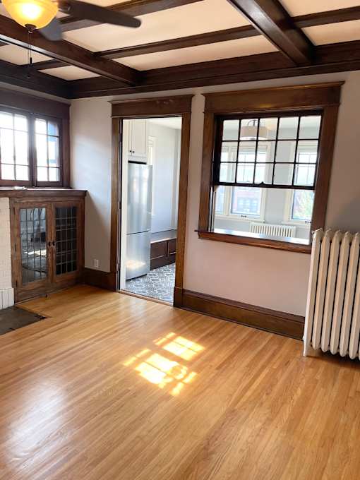 South-facing kitchen area shares sunlight with living room.