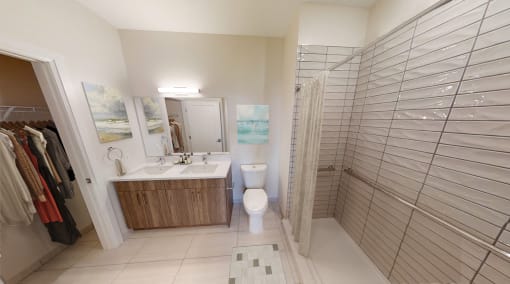 Stunning Bath Tile and Finishings at 28 Austin Apartments, Newton, Massachusetts