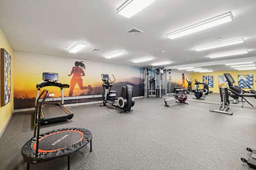 Fitness Center With Yoga/Stretch Area at 735 Truman, Hyde Park, Massachusetts