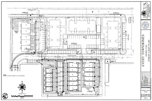 A black and white architectural floor plan for Avery Townhomes.
