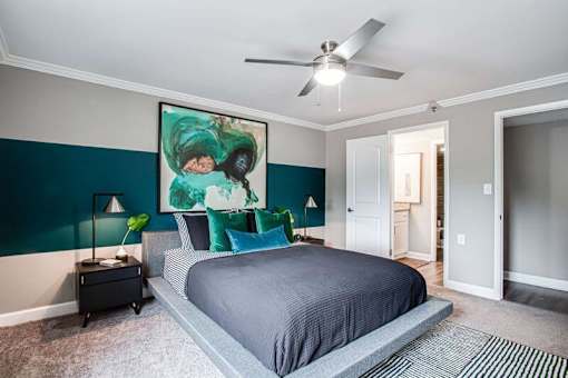 Bedroom With Ceiling Fan at Atler at Brookhaven, Atlanta, Georgia
