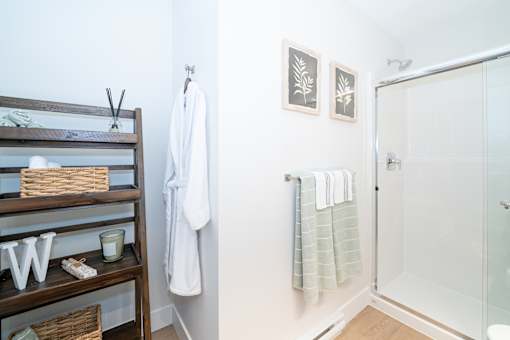 A Towel Rack in a Bathroom at Woodland Place Apartments, Langford
