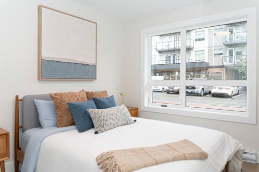 Comfortable Bedroom at Woodland Place Apartments, Langford, British Columbia