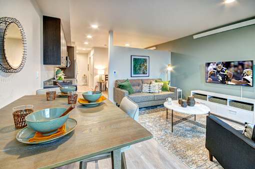 Dining And Living Area at Upton Flats, Seattle, Washington