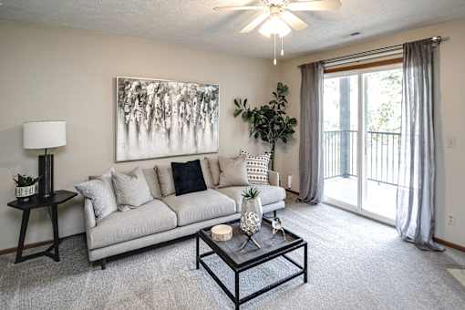 Living Area With Balcony at The Pointe, Nebraska, 68128