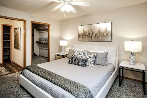 Bedroom With Ceiling Fan at Tranquility Pointe, Nebraska, 68164