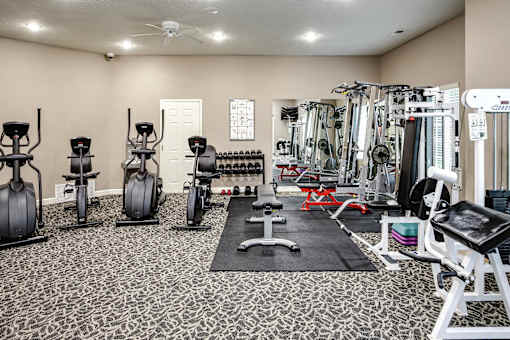 A well-equipped gym with a variety of exercise machines. at Tranquility Pointe, Omaha