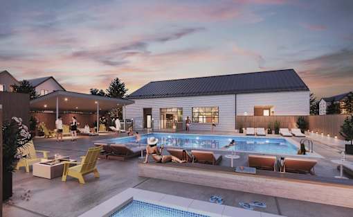 A modern house with a pool in the backyard.