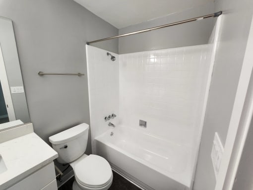 a bathroom with a tub and a toilet and a sink