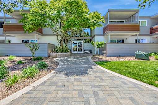 A modern building with a tree in front of it.