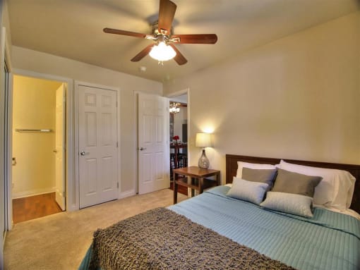 master bedroom with bathroom attached at The Arbors at Mountain View, Mountain View, CA