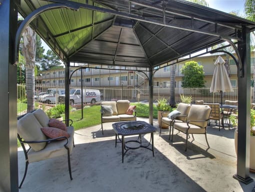 Shade space to relax near pool at The Arbors at Mountain View, Mountain View, California