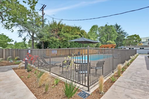 Pool with fence around it