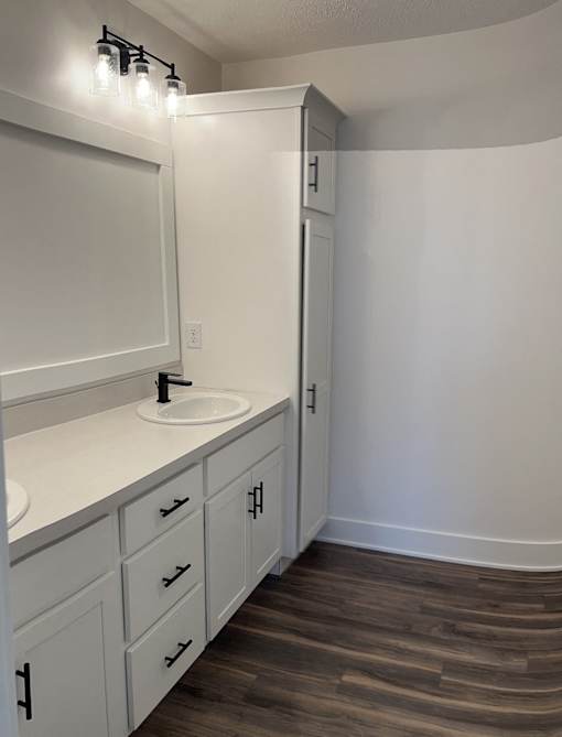 A bathroom with a sink and a cabinet at The Vue at Rivertown Park Townhomes, Wyoming  , Michigan