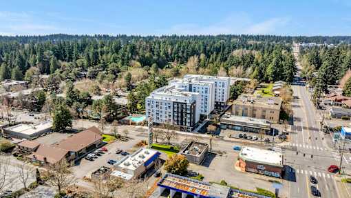 Aerial view of residential area at Altaire at Jackson Park, Washington, 98125