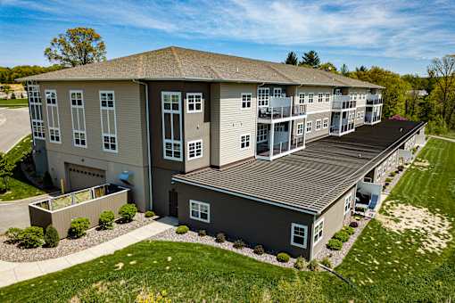 A large apartment complex with a mix of single and two-story buildings.