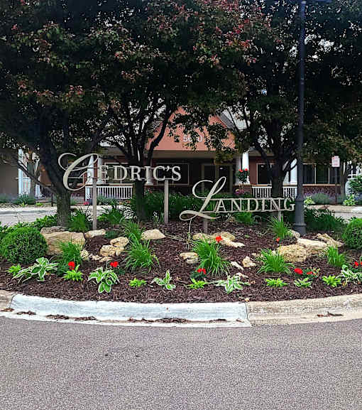 A sign for Cederics Landing