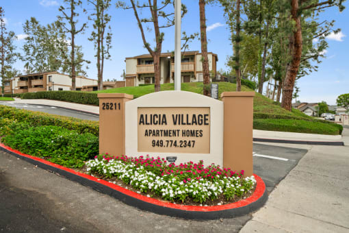 the sign apartments on the street in front of the building