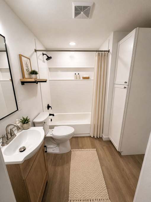 A small bathroom with a sink, toilet, and bathtub.