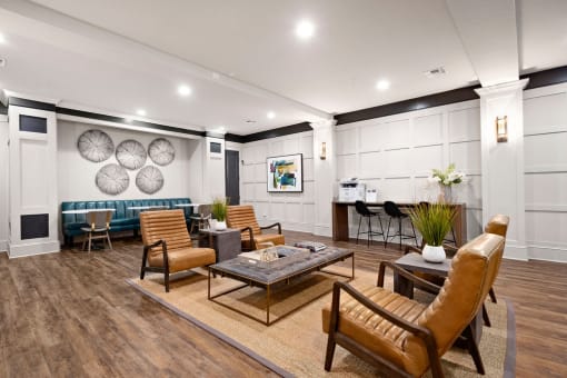 a living room with a couch and a table