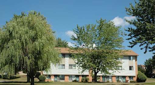 A large building with a tree in front of it.