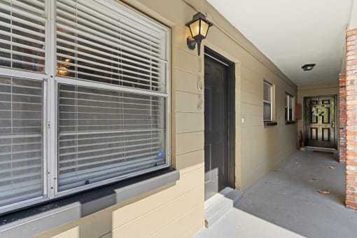 a view of the front door of the building