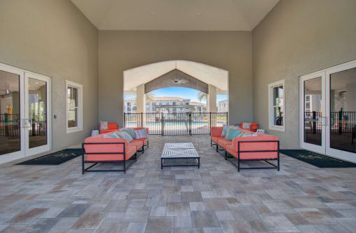 the preserve at gateway living room with couches and a coffee table