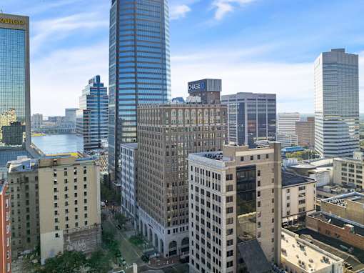 The Residences at Barnett | Downtown Jacksonville | aerial view of the building