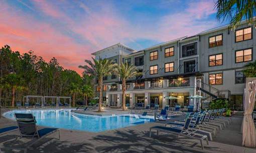 Elegant resort pool and spa in Longleaf at St. Johns, St. Johns, FL, perfect for relaxation